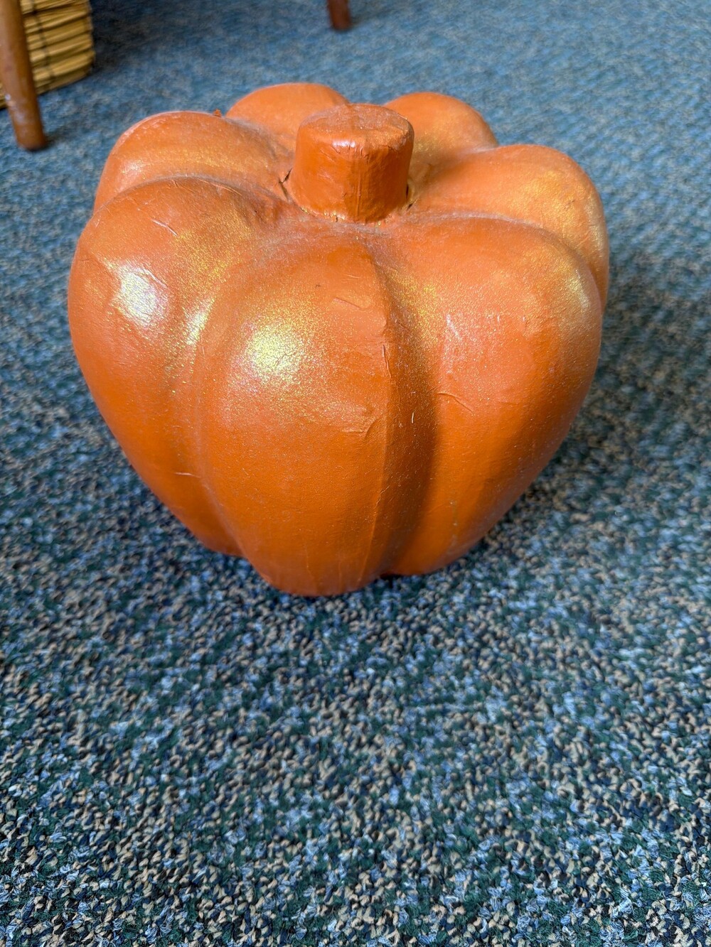 MK-Orange Decorative Pumpkin with Gold Shimmer Accent